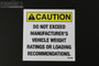 "Do Not Exceed Manufacturer's Vehicle Weight Rating" Trailer Caution Sticker