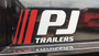 Large "PJ"Logo/Decal with Red Stripes and White Letters
