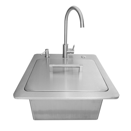 21" Built-In Outdoor Sink with Faucet, Drain, & Soap Dispenser