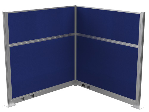 The 6' x 4' Pre-Configured Hush Panel Cubicle (L Shape) with royal blue fabric.