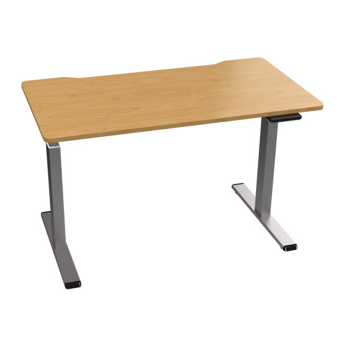 Adjustable StandingÊDesk - Light Wood Desktop - Gray Trim