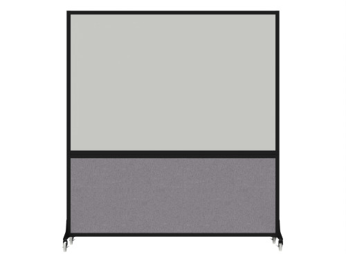DivideWrite™ Portable Whiteboard Partition 6' x 6' Cloud Gray Fabric - Black Trim