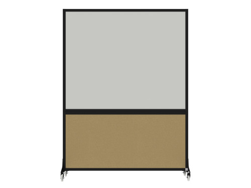 DivideWrite™ Portable Whiteboard Partition 5' x 6' Beige Fabric - Black Trim