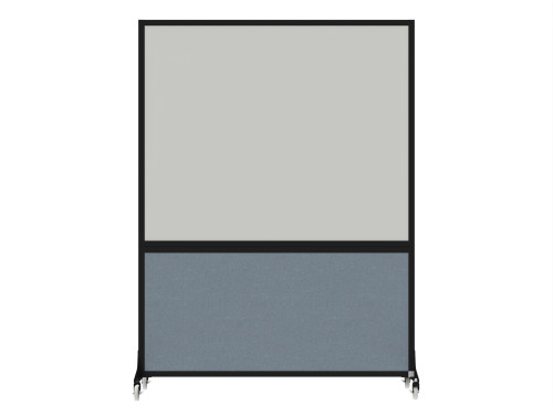 DivideWrite™ Portable Whiteboard Partition 5' x 6' Powder Blue Fabric - Black Trim