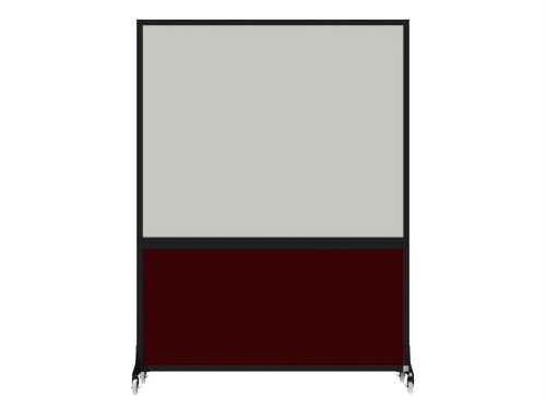 DivideWrite™ Portable Whiteboard Partition 5' x 6' Cranberry Fabric - Black Trim