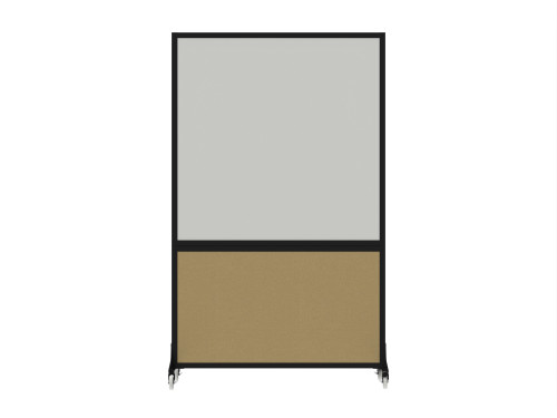 DivideWrite™ Portable Whiteboard Partition 4' x 6' Beige Fabric - Black Trim