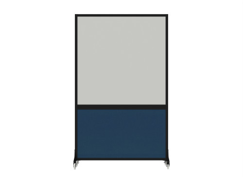 DivideWrite™ Portable Whiteboard Partition 4' x 6' Navy Blue Fabric - Black Trim