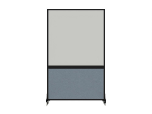 DivideWrite™ Portable Whiteboard Partition 4' x 6' Powder Blue Fabric - Black Trim