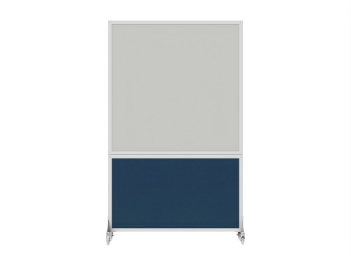 DivideWrite™ Portable Whiteboard Partition 4' x 6' Navy Blue Fabric - White Trim