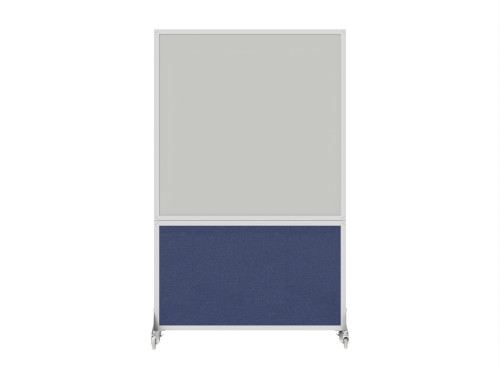 DivideWrite™ Portable Whiteboard Partition 4' x 6' Cerulean Fabric - White Trim