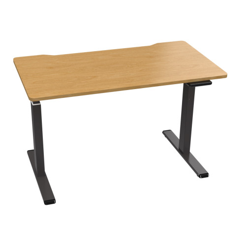 Adjustable StandingÊDesk - Light Wood Desktop - Black Trim