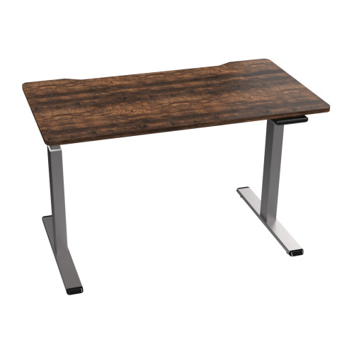 Adjustable StandingÊDesk - Dark Wood Desktop - Gray Trim