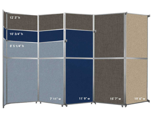 The Operable Wall Folding Room Divider comes in 4 widths and 3 heights.
