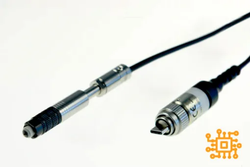 Pluggable digital magnetic inductive fix cable-connected measuring probe for the determination of coating thickness with robust and screwed USB-C connector. Pluggable digital magnetic inductive fix cable-connected measuring probe for the determination of coating thickness with robust and screwed USB-C connector.