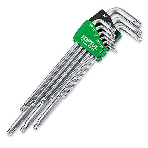 トップス KeyL Toptul GAAL0928 Extra Long Tamperproof & Star Ball End Hex Key Set