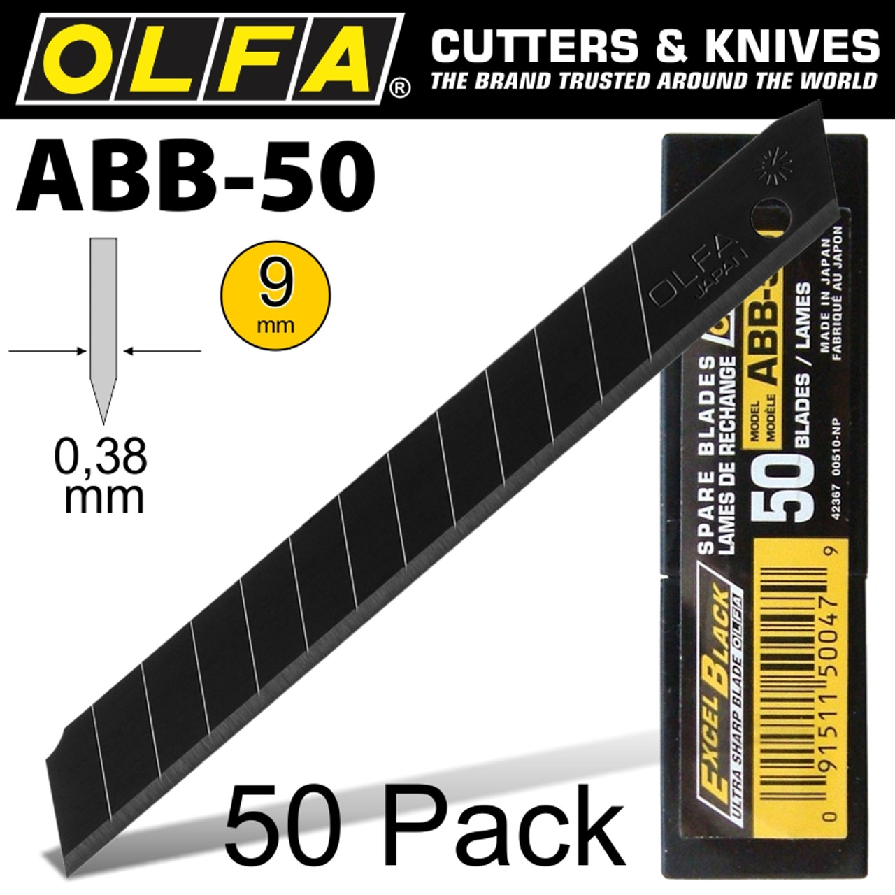 OLFA - 9mm Black Ultra-Sharp Blades (ABB-10B) - 10 Pack