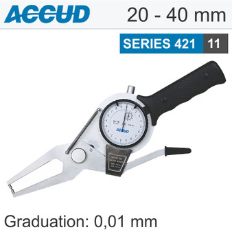 EXT. DIAL CALIPER GAUGE 20-40MM 0.04MM ACC. 0.01MM GRAD. JAW LENGTH 60