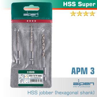 DRILL BIT SET 3 PIECE HEX SHANK SUPER 2-3-4MM