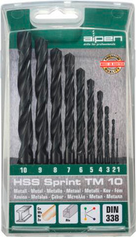 HSS SPRINT DRILL BIT SET 10 PIECE 1-10 X 1.0