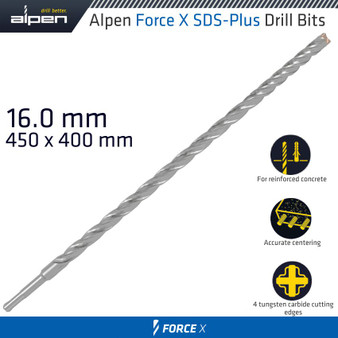 FORCE X 16.0 x 450/400  SDS-PLUS DRILL BIT X4 CUTTING EDGES