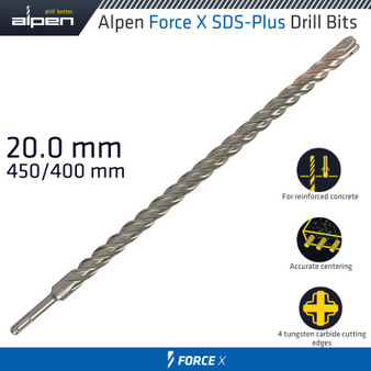 FORCE X 20.0 x 450/400  SDS-PLUS DRILL BIT X4 CUTTING EDGES