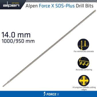 FORCE X 14.0 x 1000/950 SDS-PLUS DRILL BIT X4 CUTTING EDGES