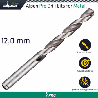 ALPEN PRO HSS DRILL DIN 338 RN 135  WITH SPLIT POINT 12.0MM BULK