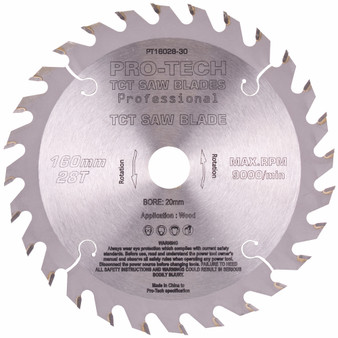 SAW BLADE TCT 160X2.2X20X28T WOOD PROF. PRO-TECH FES. TS55 W28