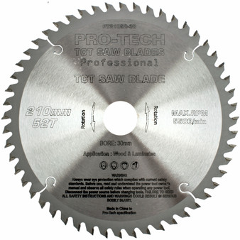 SAW BLADE TCT 210X2.4X30X52T WOOD PROF. PRO-TECH FES. TS75