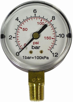 PRESS. GAUGE 63MM 1/4' BOT. FIT 0-16BAR 0-1600KPA