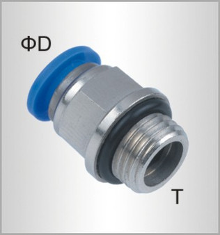 PU FITTING STR. STUD W/O-RING 6MM-1/4 M