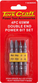 4PC 65MM DOUBLE END BIT SET PZ/PH/SL