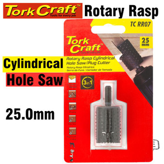 3 IN 1 ROTARY RASP CYL. / HOLE SAW / PLUG CUTTER 25MM X 35MM