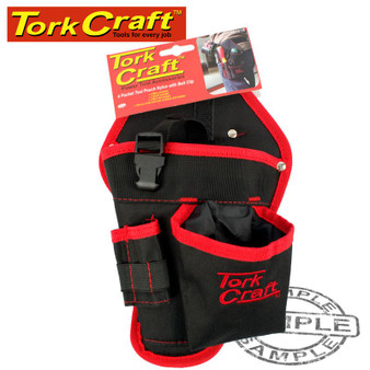 TOOL POUCH NYLON 4 POCKET WITH BELT CLIP & DRILL POUCH