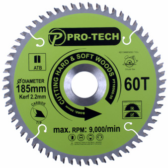 SAW BLADE TCT 185 X 2.2 X 30 X 60T WOOD PROF.