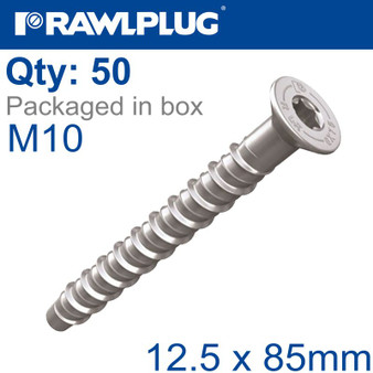 CONCRETE SCREW BOLT M10 12,5X85 MM CSK HEAD ZINC PLATED 50/BOX