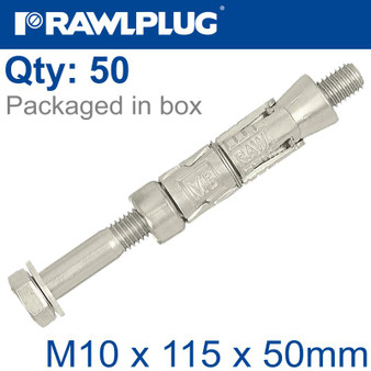 RAWLBOLT M10X115X50MM X50-BOX (16MM HOLE)