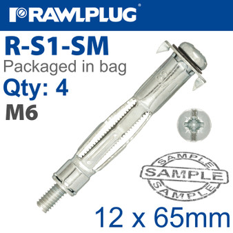 INTERSET CAVITY FIXING M6X65MM X4-BAG