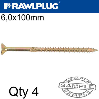 R-TS CHIPBOARD HD SCREW 6.0X100MM X4 PER BAG