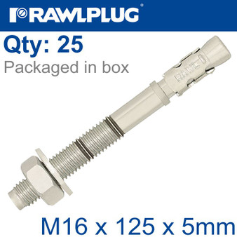 THROUGHBOLT M16X125X5MM X25 -BOX