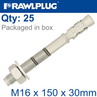 THROUGHBOLT M16X150X30MM X25 -BOX