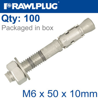 THROUGHBOLT SS M6X50X10MM X100 -BOX