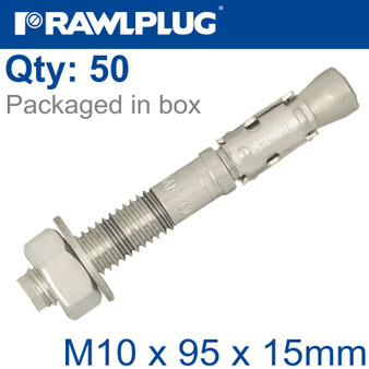 THROUGHBOLT SS M10X95X15MM X50 -BOX