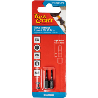 TORX TX 7 IMPACT BIT 25MM 2PC CARDED