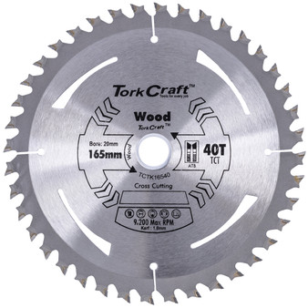 TCT SAW BLADE 165MM X 1.6MM X 20MM X 40T WOOD