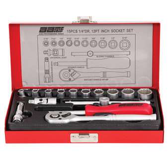 15 Piece Socket Set 1/4" Dr 3/16" -9/16"