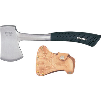 Kennedy 20oz ALL STEEL CAMPING AXE WITHRUBBER GRIP and LEATHER COVER