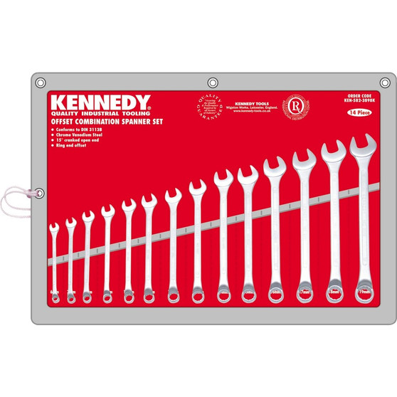 Kennedy 619mm OFFSET CV COMBINATION SPANNER SET 14PC