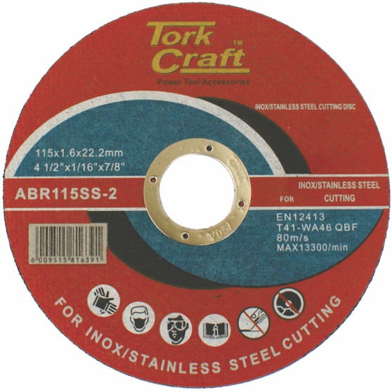 CUTTING DISC STAINLESS STEEL 115 x 1.6 x 22.22MM