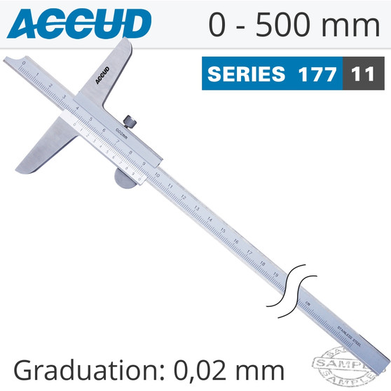 VERNIER DEPTH CALIPER  500MM 0.05MM ACC. 0.02MM GRAD. S/STEEL